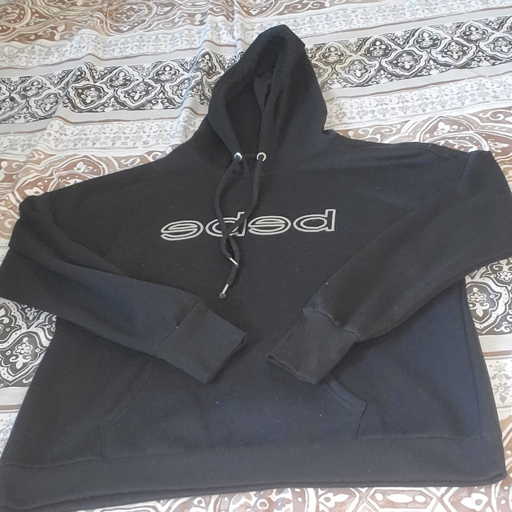 Bebe Black Pullover Hoodie with Logo